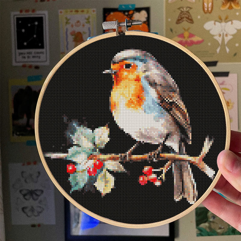  Cross Stitch Kit - Winter Robin Bird | Christmas Handmade Artwork | Christmas Needle Gifts - image 5