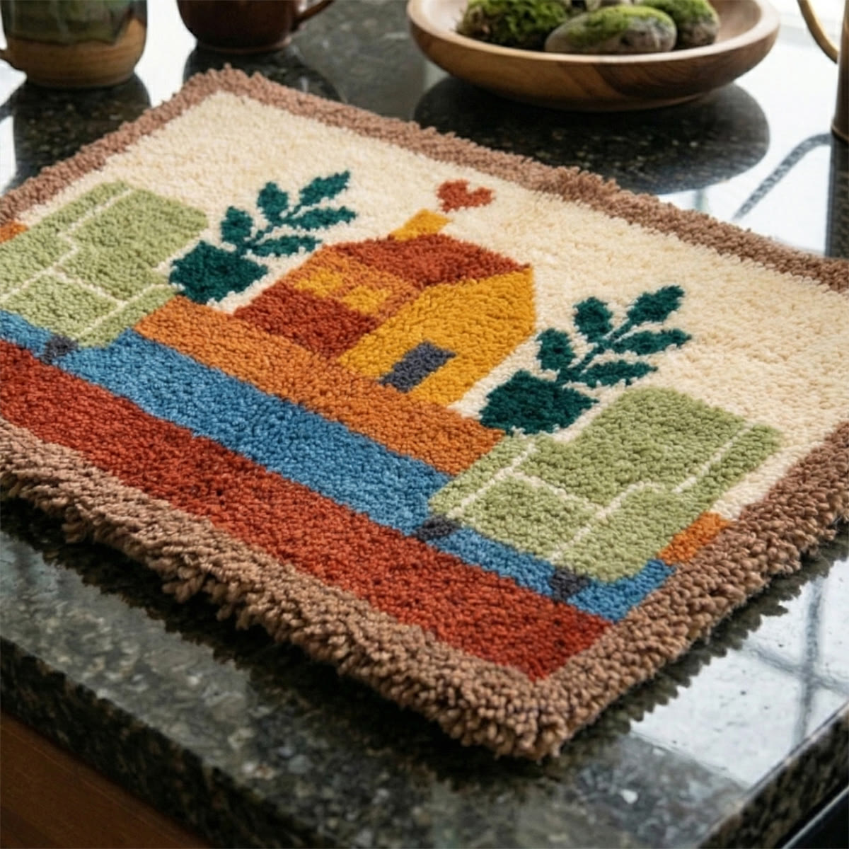 Rubbyoo Latch Hook Rug Kit - Peaceful House | Handmade Tufted Rug | Handmade Housewarming Gift  - image 5