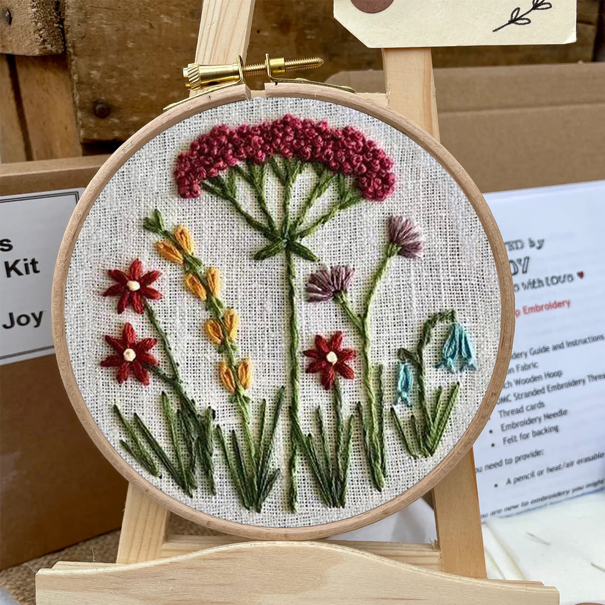 Rubbyoo Embroidery Kit- Red Floral  Pattern | Embroidery Kit For Beginner,Modern Embroidery,Cross Stitch - image 6