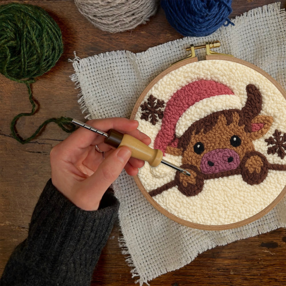 Adorable Cow Punch Needle Kit - Lovely Animal Craft | Christmas Decorative Artwork - image 4