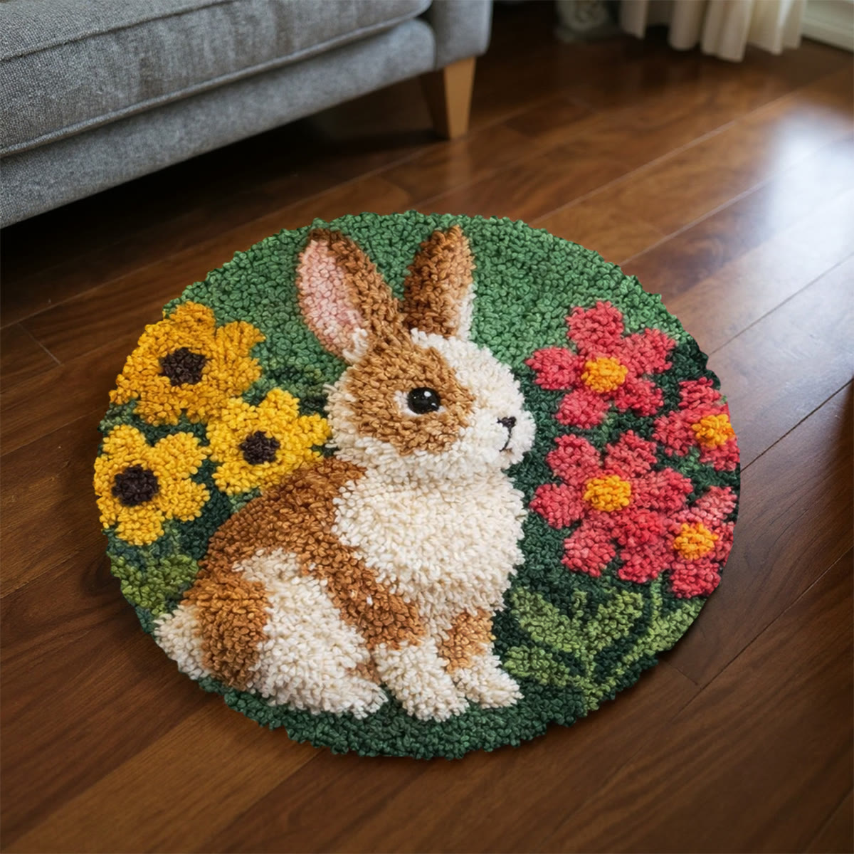 Rubbyoo Latch Hook Rug Kit - Rabbit With Flower | Easy Beginner Craft | Diy Handmade Carpet - image 3
