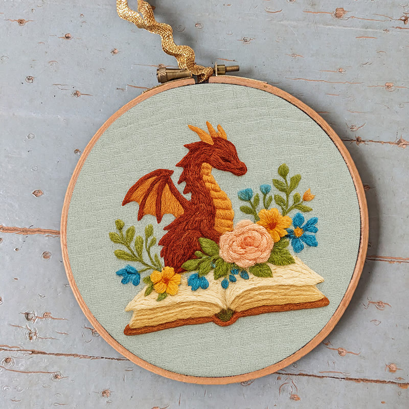Rubbyoo Embroidery Kit - Dragon With Floral Books | Beginner Friendly Artwork | Unique Animal Collection  - image 7
