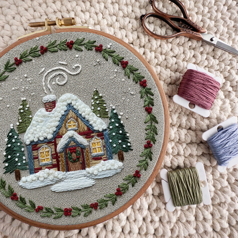 Rubbyoo Embroidery Kit - Winter Chalet | Christmas Stitch Artwork | Handmade Wall Decor - image 9