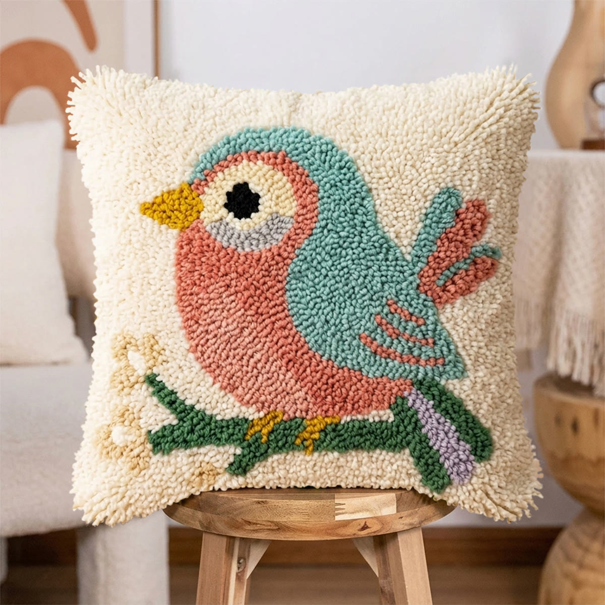 Rubbyoo Latch Hook Pillow Kit - Spring Bird | Versatile Home Decor | Perfect Gift For Bird Lovers - image 4