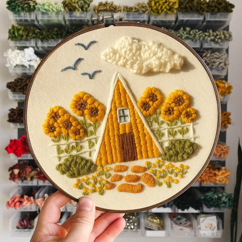 Rubbyoo Embroidery Kit - Autumn Cabin | Beautiful Landscape Craft |  Nice Artwork For Home Decor - image 6