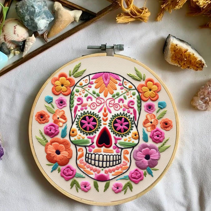 Rubbyoo Embroidery Kit - Floral Calavera | Beginner Needle Craft | Diy Stitching Art  - image 7