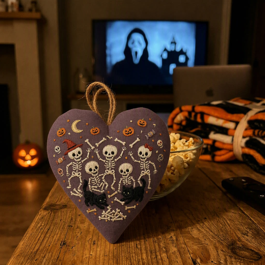 Rubbyoo Heart Embroidery Kit - Dancing Skeletons | Unique Spooky Gift | Kids Room Halloween - image 7
