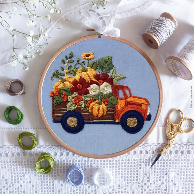 Rubbyoo Embroidery Kit - Truck and Pumpkins - image 8