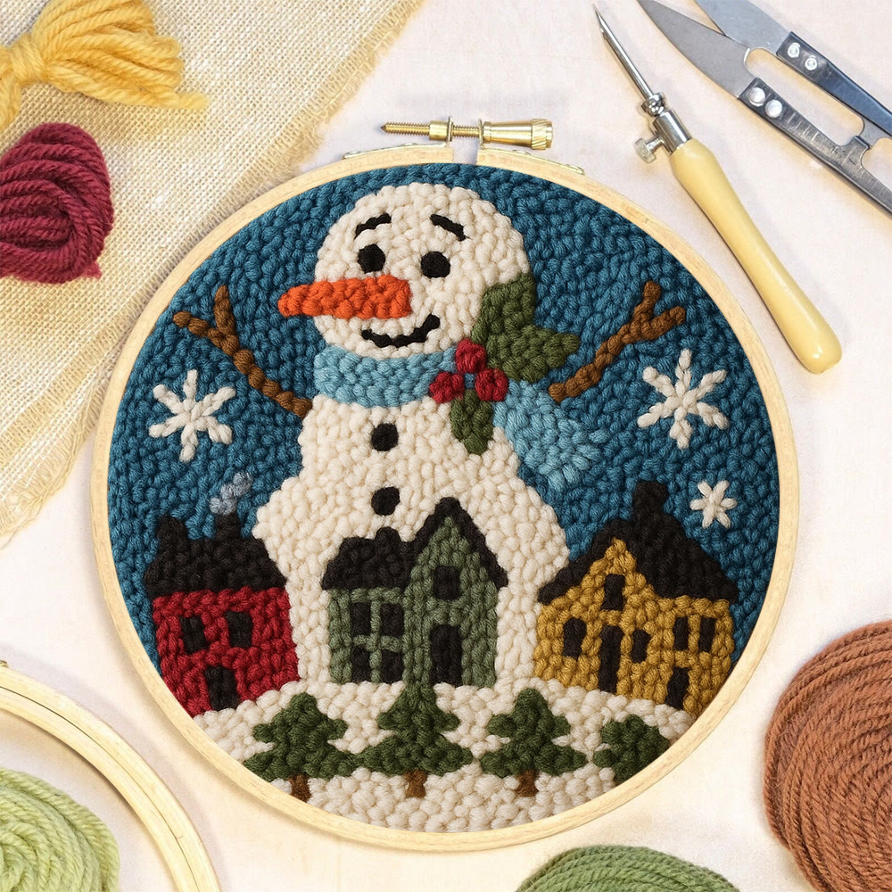 Village Snowman Punch Needle Kit – Beginner-Friendly Project | Charming Holiday Wall Piece - image 8