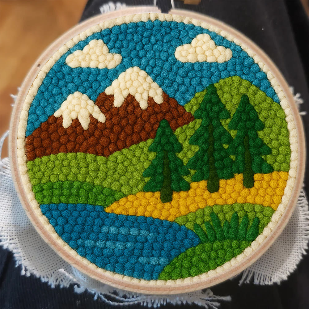 Mountain Lake Landscape Punch Needle Kit – Beginning Project | Playful Decorative Hanging - image 9