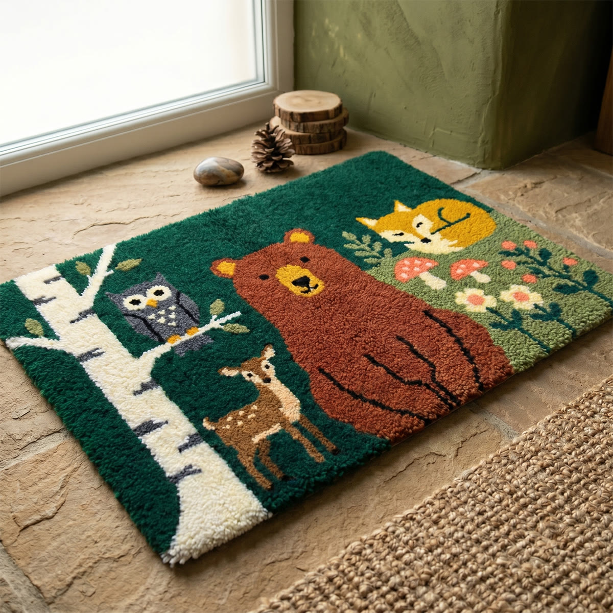 Rubbyoo Latch Hook Rug Kit - Woodland Animals | Nursery Room Carpet | Handmade Nature Doormat  - image 6