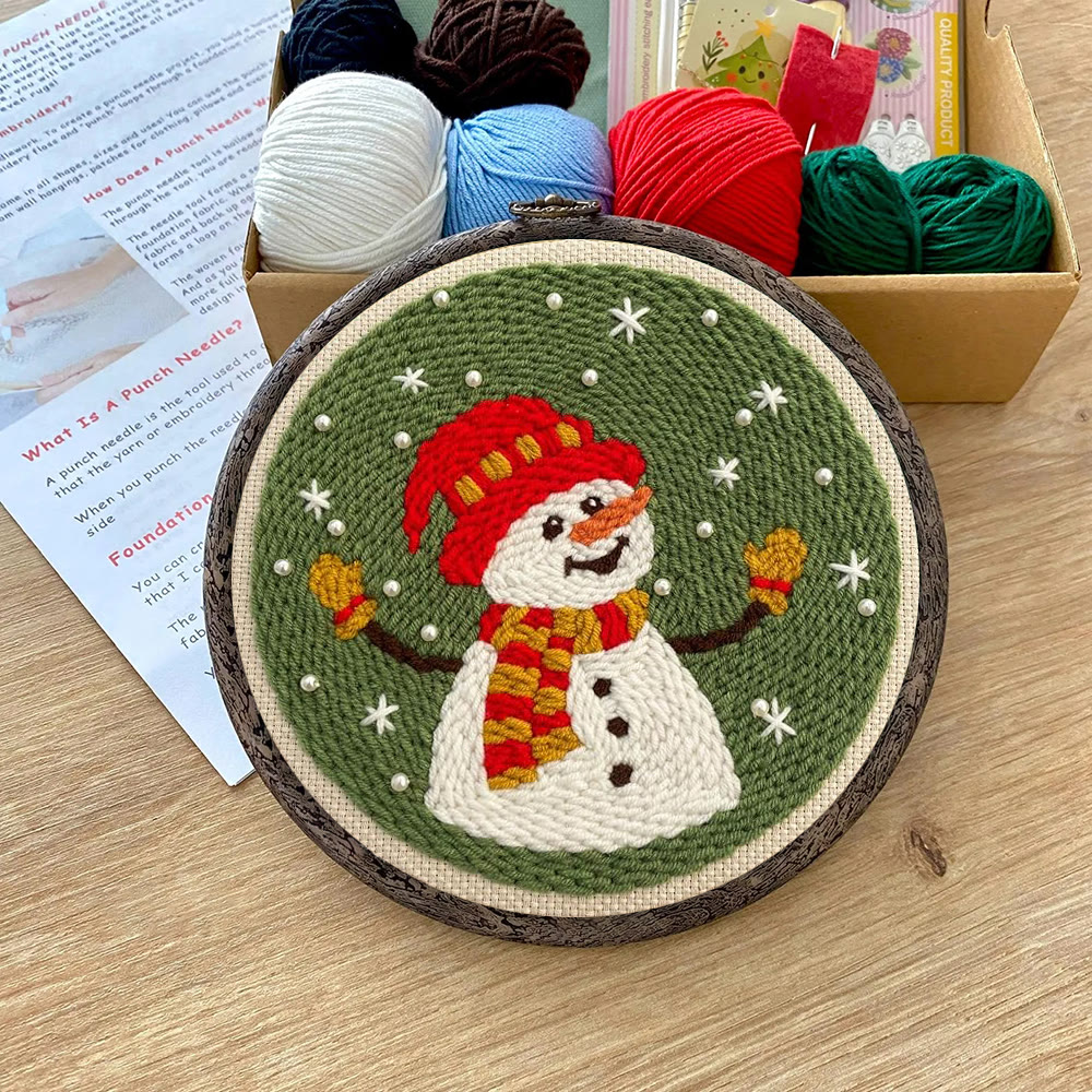 Happy Snowman Punch Needle Kit - Christmas Tree Ornament | Nice Christmas Gifts  - image 9