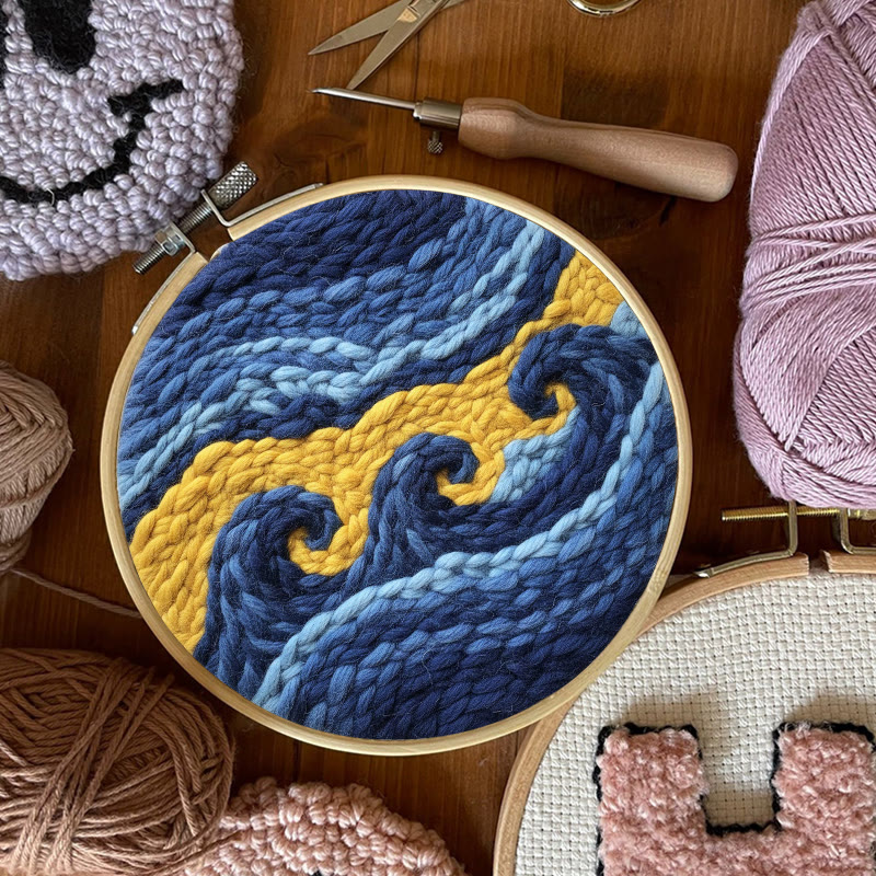 Artistic Swirling Wave Punch Needle Kit – Handcrafted Decor Hanger | Hassle-free Diy Creation - image 12