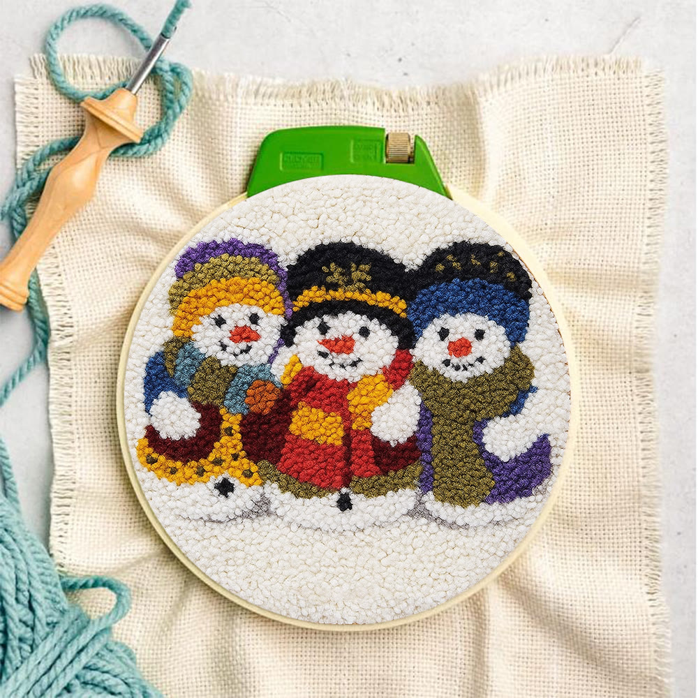 Snowman Trio Punch Needle Kit - Diy Christmas Craft | Charming Handmade Holiday Wall Decor - image 4