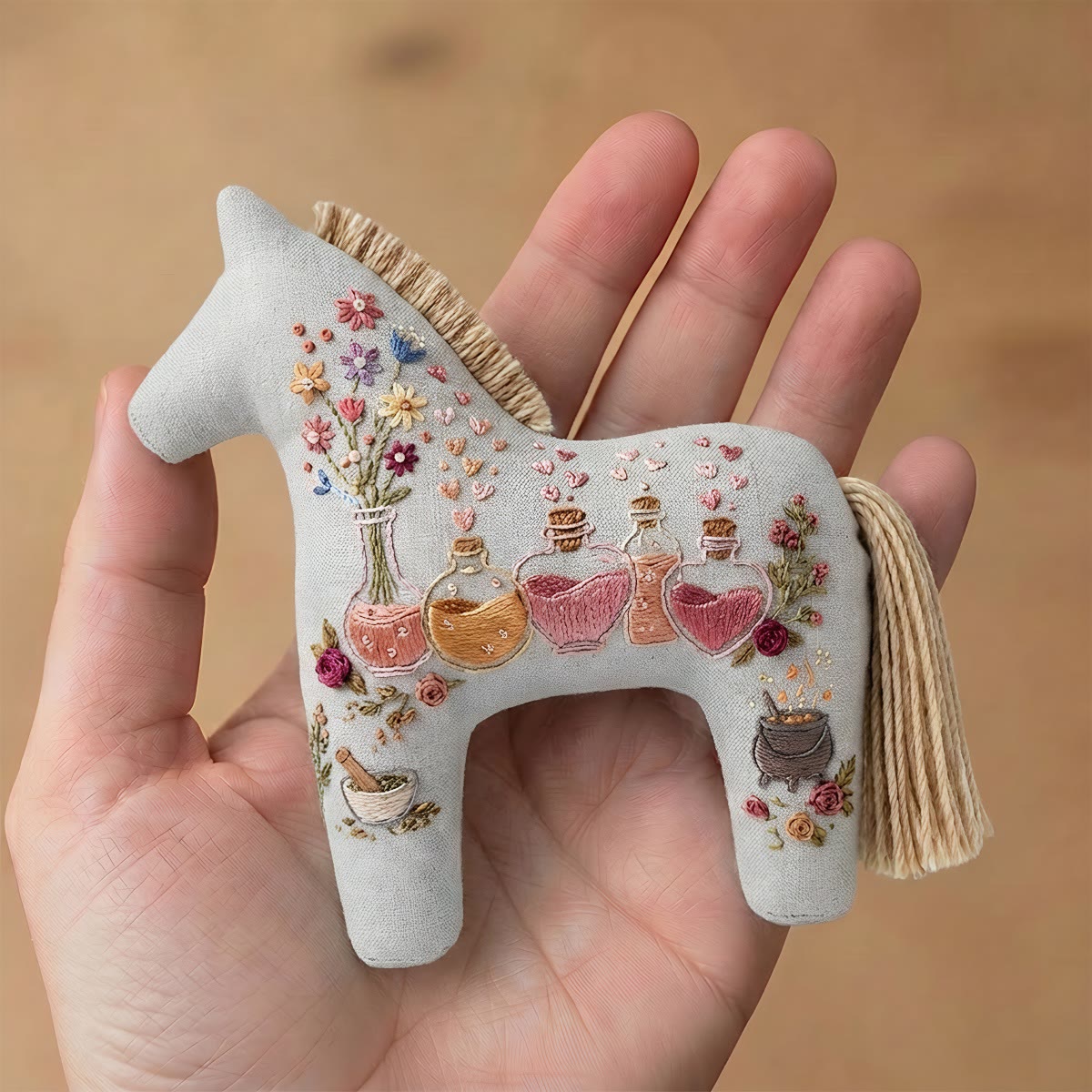 Rubbyoo Dala Horse Embroidery Kit - Magic Potions | Halloween Stocking Stuffers | Colorful Bag Charm - image 9