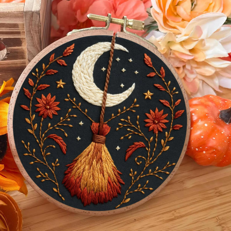 Rubbyoo Embroidery Kit - Halloween Witch Broom | Diy Handmade Gifts | Halloween Wall Decor - image 6