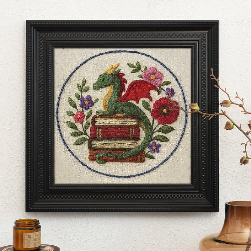 Rubbyoo Embroidery Kit - Fantasy Floral Dragon | Unique Animal Handicraft | Nice For Room Decor - Embroidery Kit Plus An Extra Frame - image 10