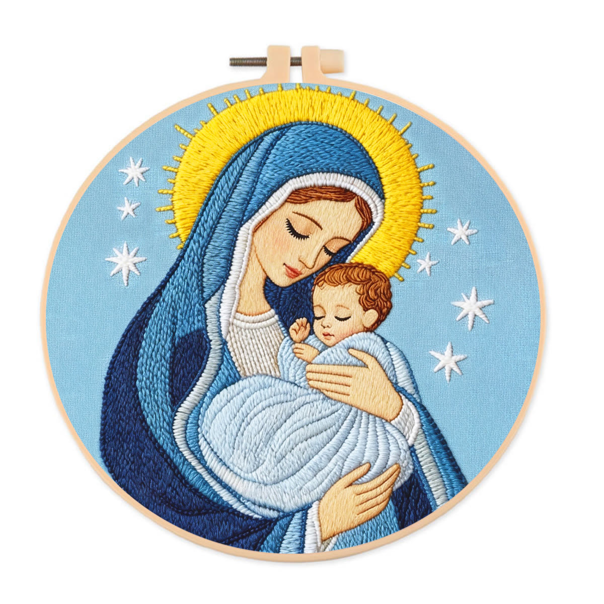 Rubbyoo Embroidery Kit - Sacred Nativity Art | Religious Wall Decor | Modern Diy Craft  - 20*20cm - Motherly Grace - image 3