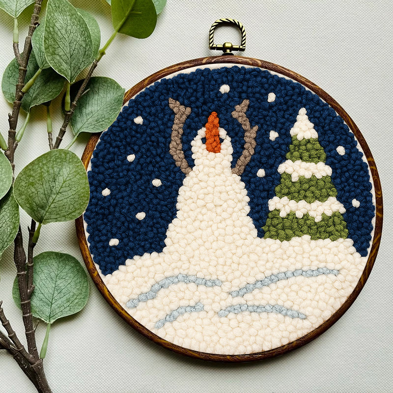 Christmas Snowman And Tree Punch Needle Kit - Handmade Needle Craft | Festival Decoration Gift  - image 4
