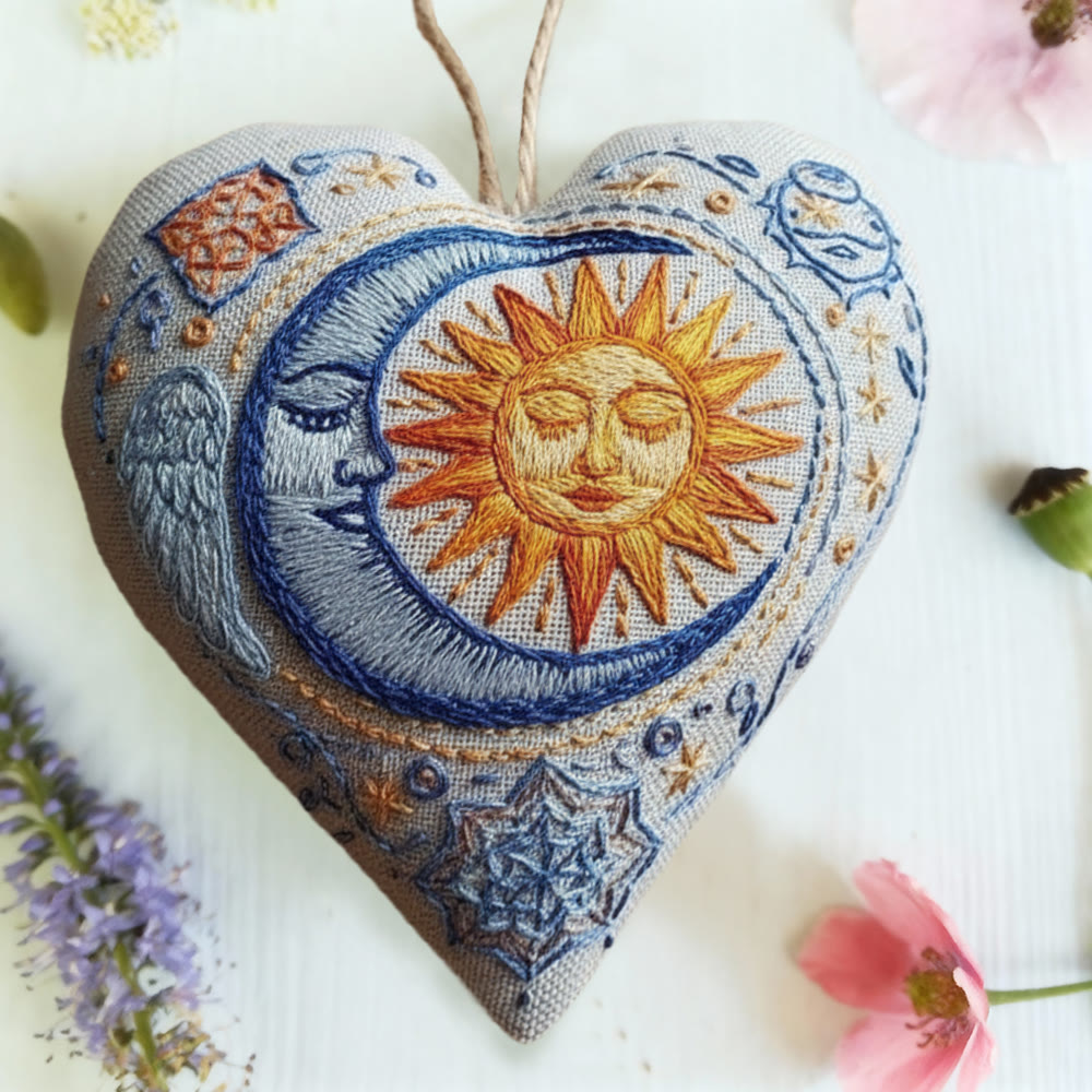 Rubbyoo Heart Embroidery Kit - Sun And Moon Celestial | Celestial Diy | Magical Home Touch - image 6