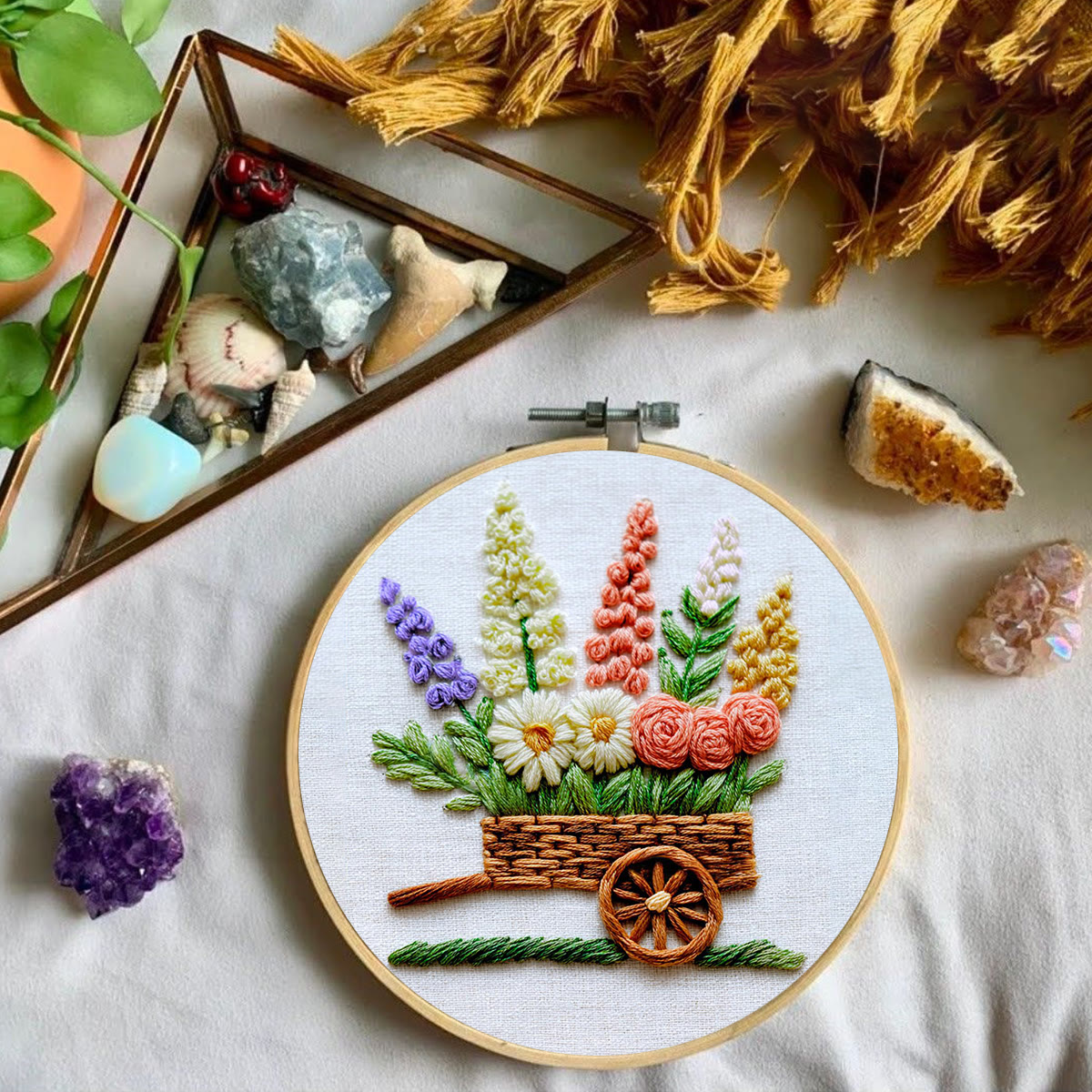 Rubbyoo Embroidery Kit - Flower Trolley | Creative Floral Craft | Perfect Stitch Art For Beginner  - image 4