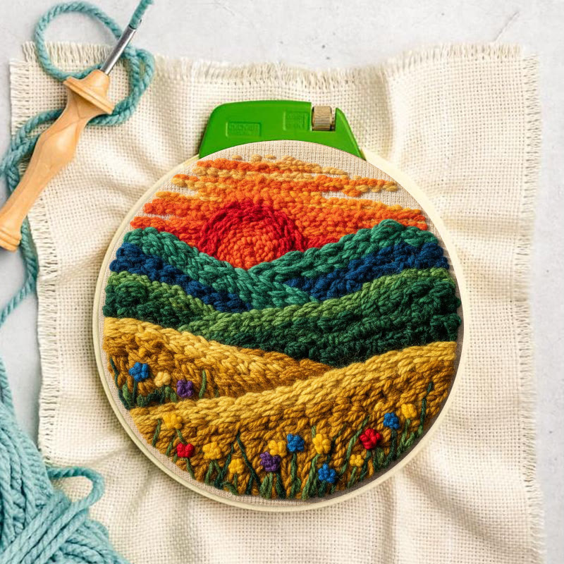 Vibrant Sunset Flower Field Punch Needle Kit – Exquisite Decorative Pendant | Top Gifting Choice - image 6