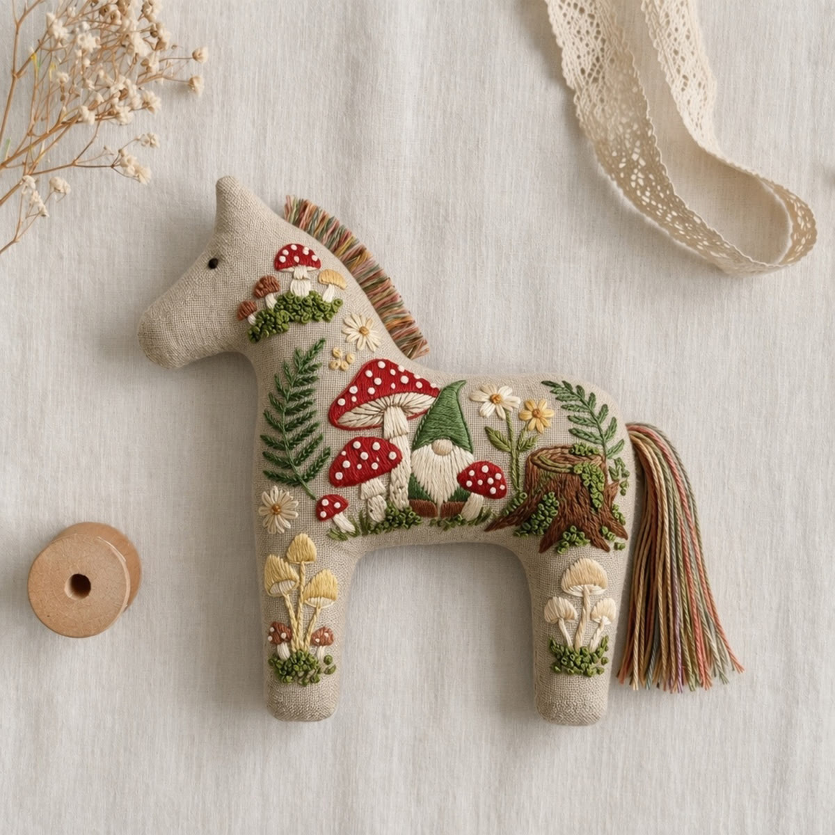 Rubbyoo Dala Horse Embroidery Kit - Garden Gnome | Unique Handmade Gift | Woodland Nursery Decor - image 4