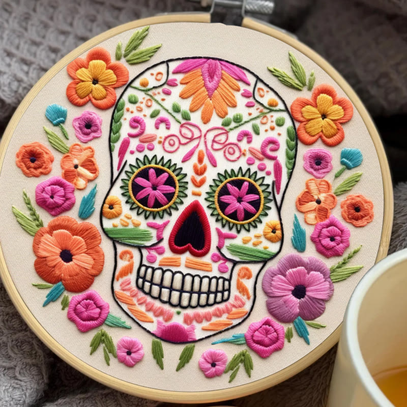 Rubbyoo Embroidery Kit - Floral Calavera | Beginner Needle Craft | Diy Stitching Art  - image 8