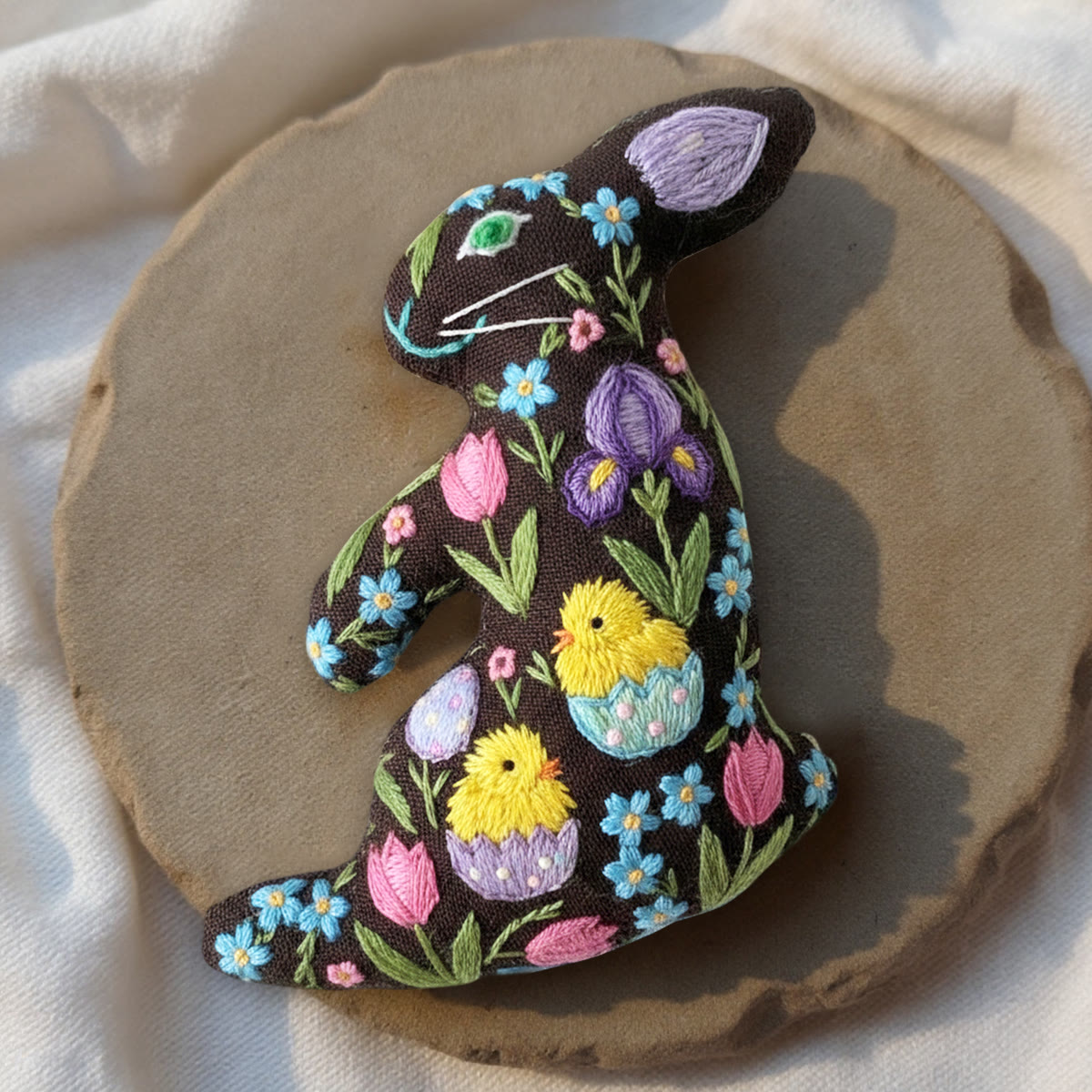 Rubbyoo Rabbit Embroidery Kit - Chick And Flower | Easter Bunny Ornament | Diy Stitch Artwork - image 8