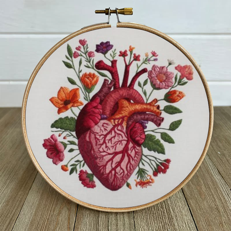 Rubbyoo Embroidery Kit - Anatomical Floral Heart | Handicraft For Wall Art | Unique Collection Gift - image 8