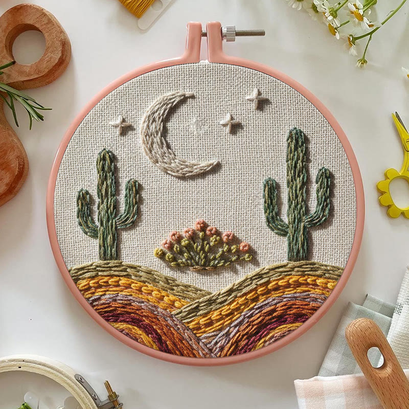 Rubbyoo Embroidery Kit - Night Cactus | Beginner-friendly Needle Art | Diy Home Decor - image 3