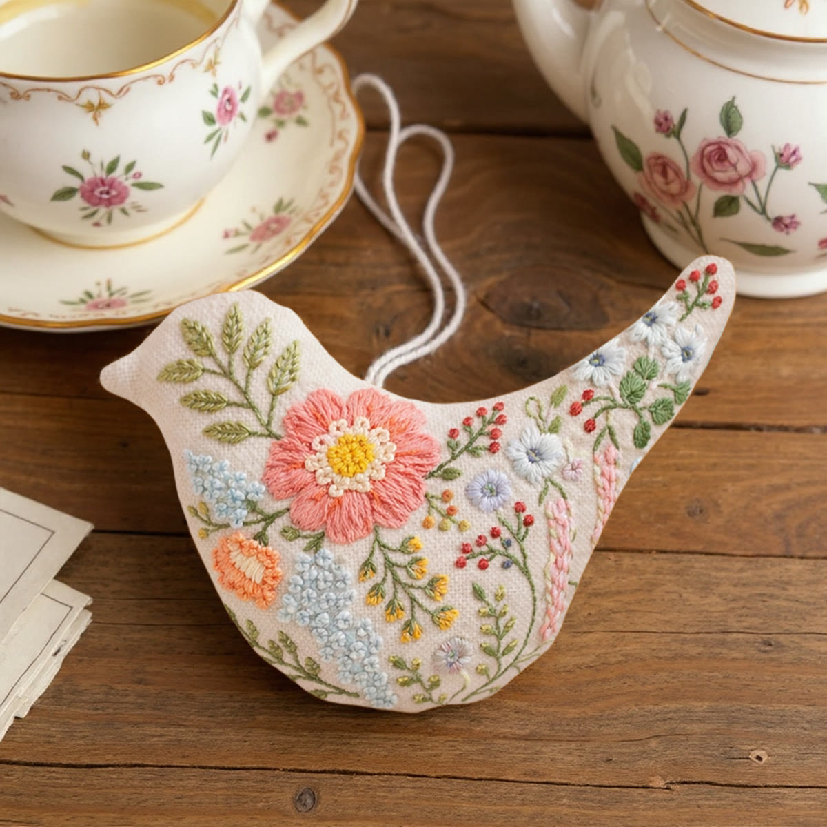 Rubbyoo Bird-shaped Embroidery Kit - Wildflower Garden Design | Diy Handmade Gift For Mom | Whimsical Wall Decor - image 6