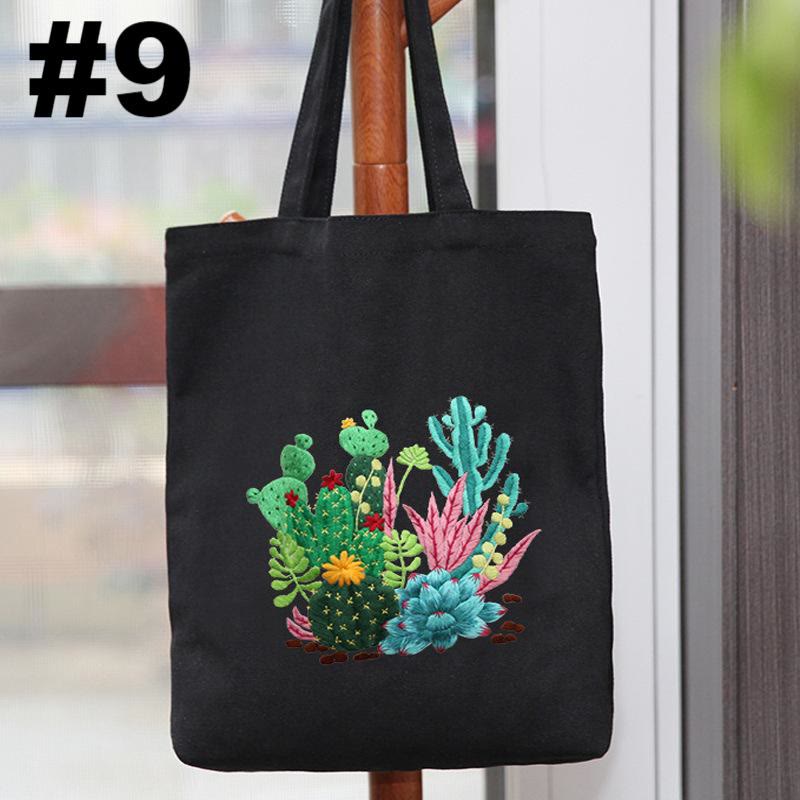Embroidery Black Canvas Tote Bag Kits | Fashion Bags For Birthday Gifts | Handmake Unique Craft - #9 - image 10