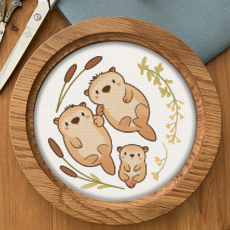  Cross Stitch Kit - Otter Family |  Lovely Animal Craft |  Diy Needlework Art - image 8