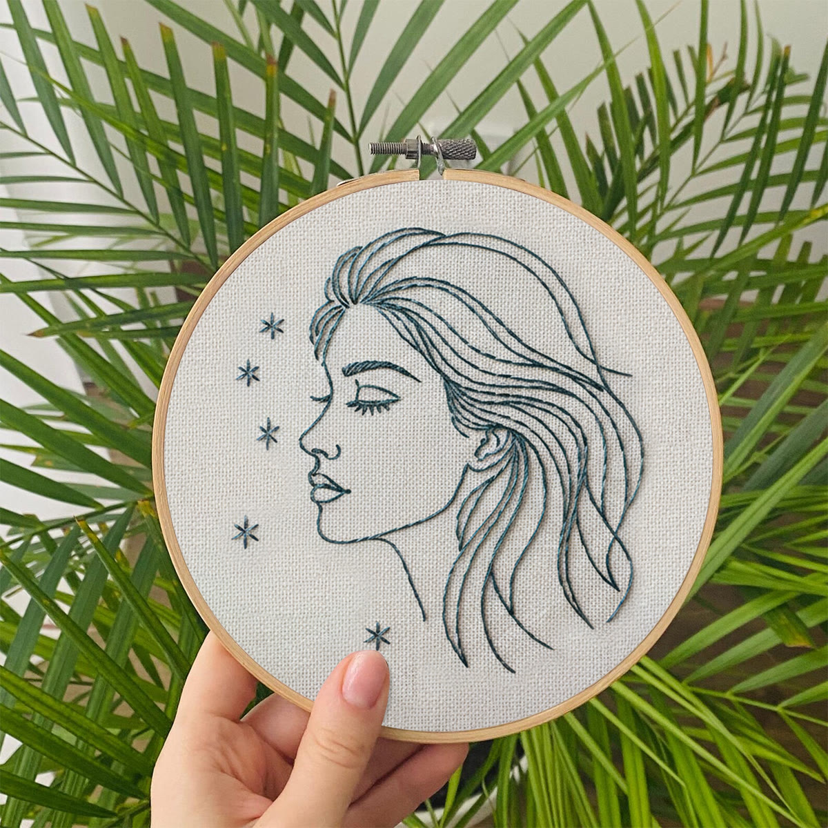 Rubbyoo Embroidery Kit - Line-art Female Profile With Stars | Chic Personal Decor Piece | Entry-level Stitch Craft - image 7