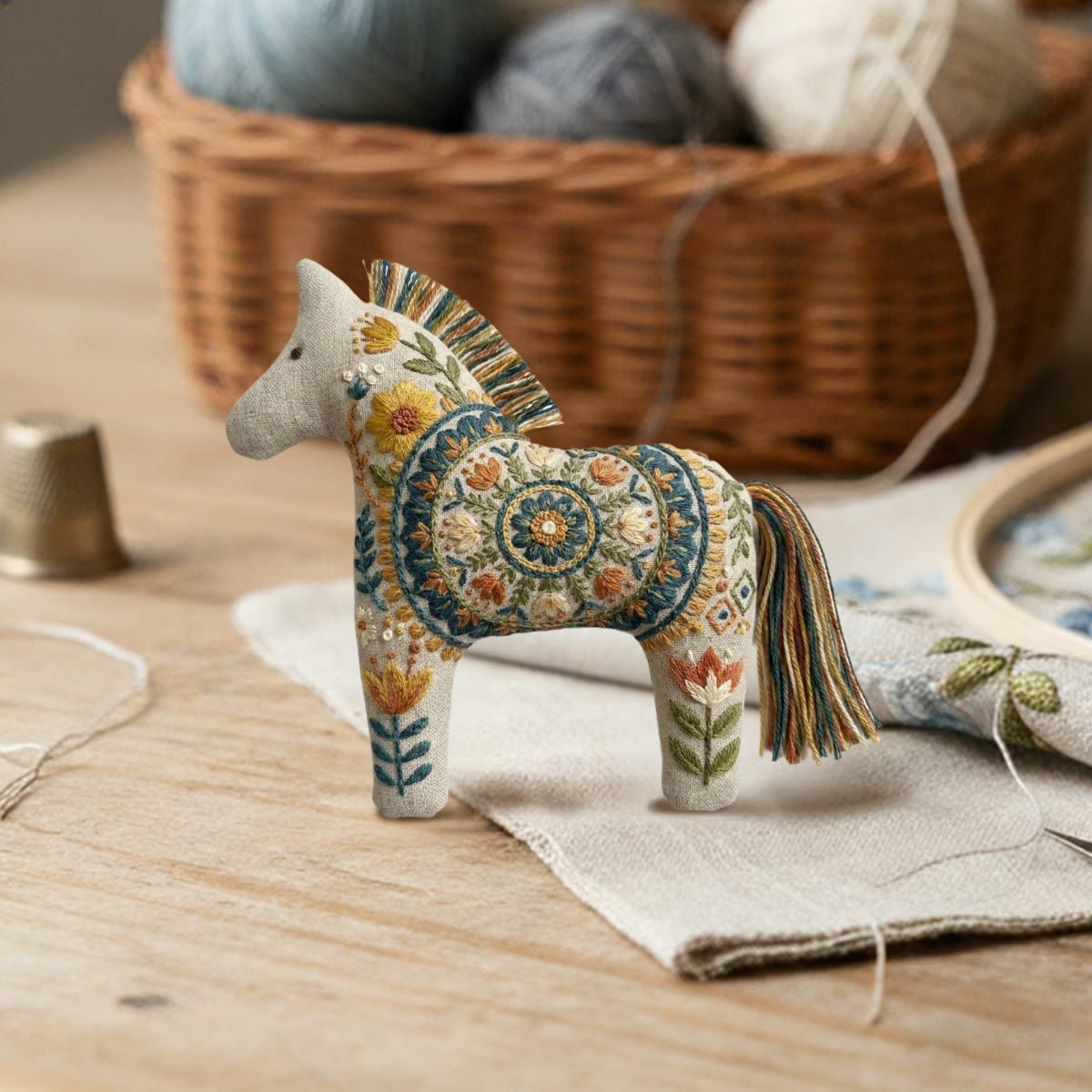 Rubbyoo Dala Horse Embroidery Kit - Mandala Floral | Handmade Boho Gift | Statement Purse Accessory - image 4