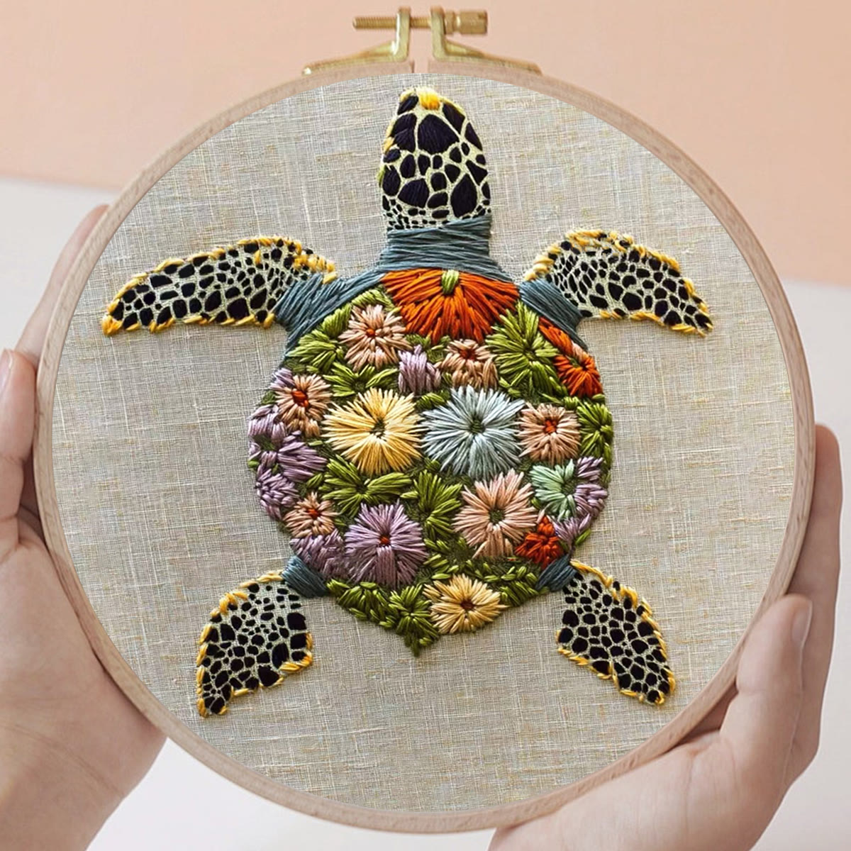 Rubbyoo Embroidery Kit - Floral Turtle Design | Nature-inspired Handcrafted Art | Ideal For Creative Crafters - image 6