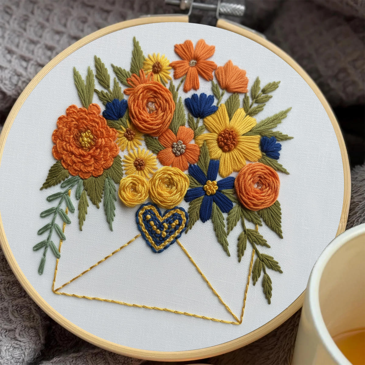 Rubbyoo Embroidery Kit - Floral Envelope With Heart | Relaxing Craft Session | Artistic Home Accent - image 5