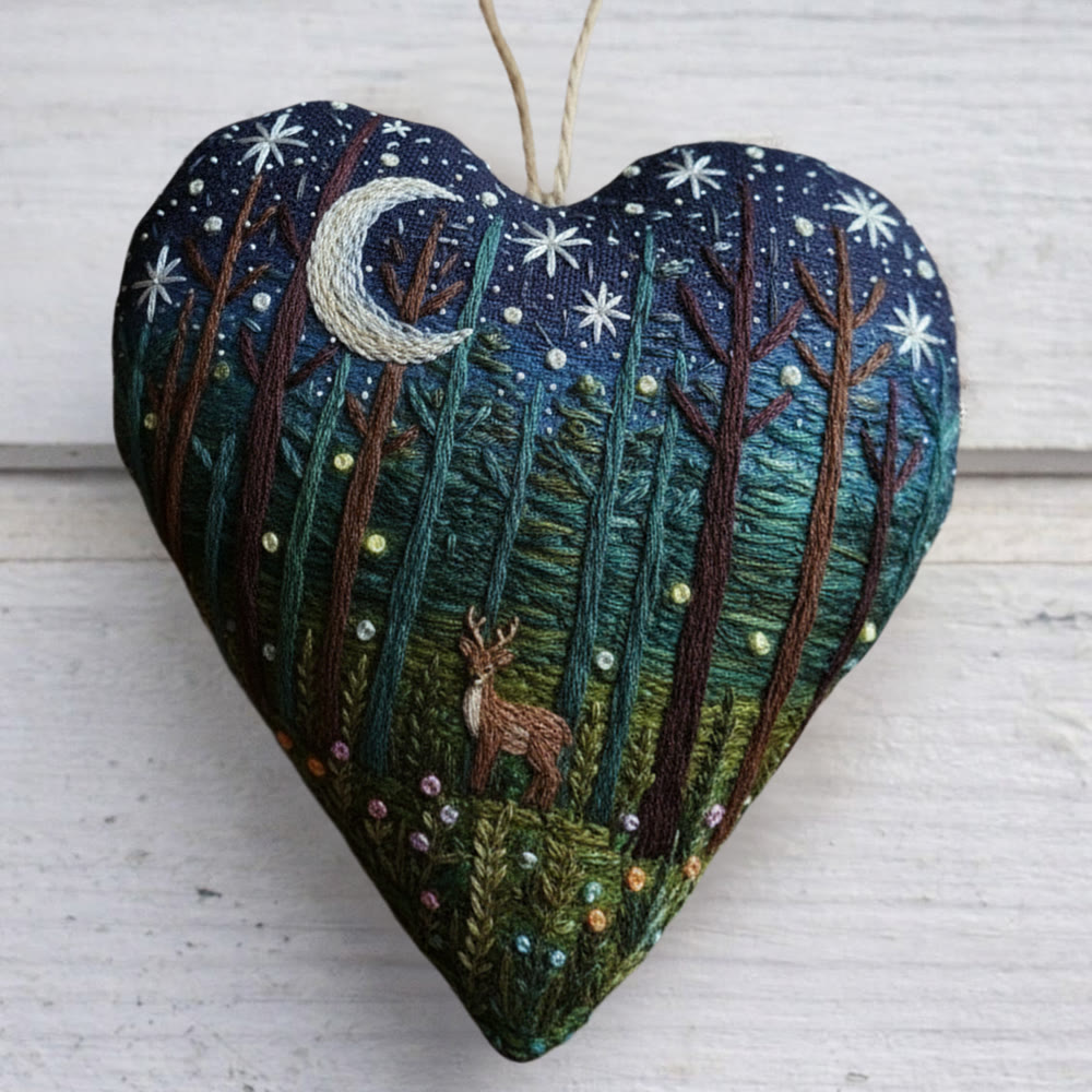 Rubbyoo Heart Embroidery Kit - Starry Forest and Deer | Relaxing Handwork | Magical Home Accent - image 4