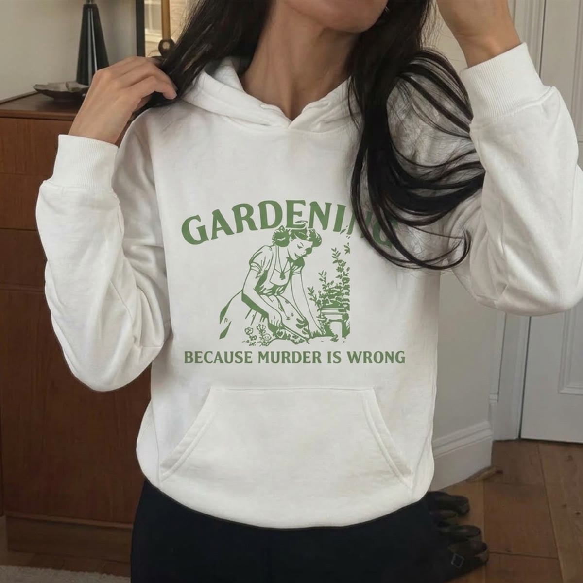 Rubbyoo Gardening Cause Murder Is Wrong Unisex Hoodie  - image 2