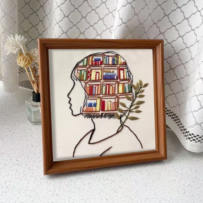 Rubbyoo Embroidery Kit - Book In Mind | Perfect Gifts For Book Lovers | Diy Bookshelf Ornament - Embroidery Kit Plus An Extra Frame - image 8