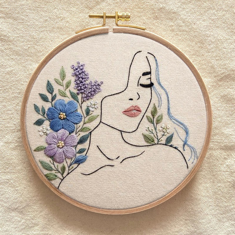 Rubbyoo Embroidery Kit - Woman With Flower | Diy Floral Craft | Easy Needle Artwork  - image 8