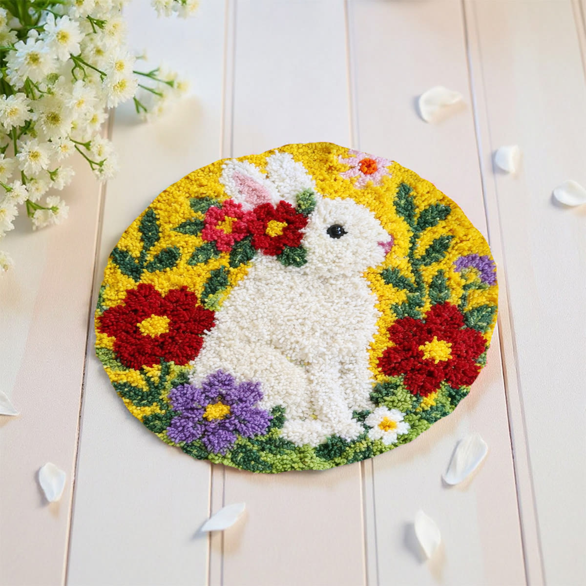 Rubbyoo Latch Hook Rug Kit - Floral Bunny | Adorable Animal Craft | Nice Handmade Easter Gift  - image 8