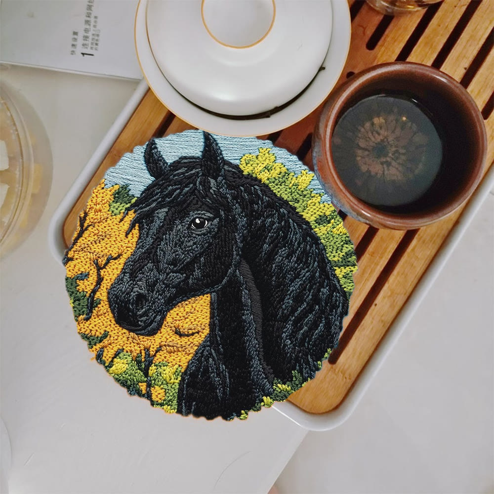 Black Horse Punch Needle Kit - Diy Animal Handmade Crfat | Perfect Home Ornament  - 5 inch Coaster Kit - image 12