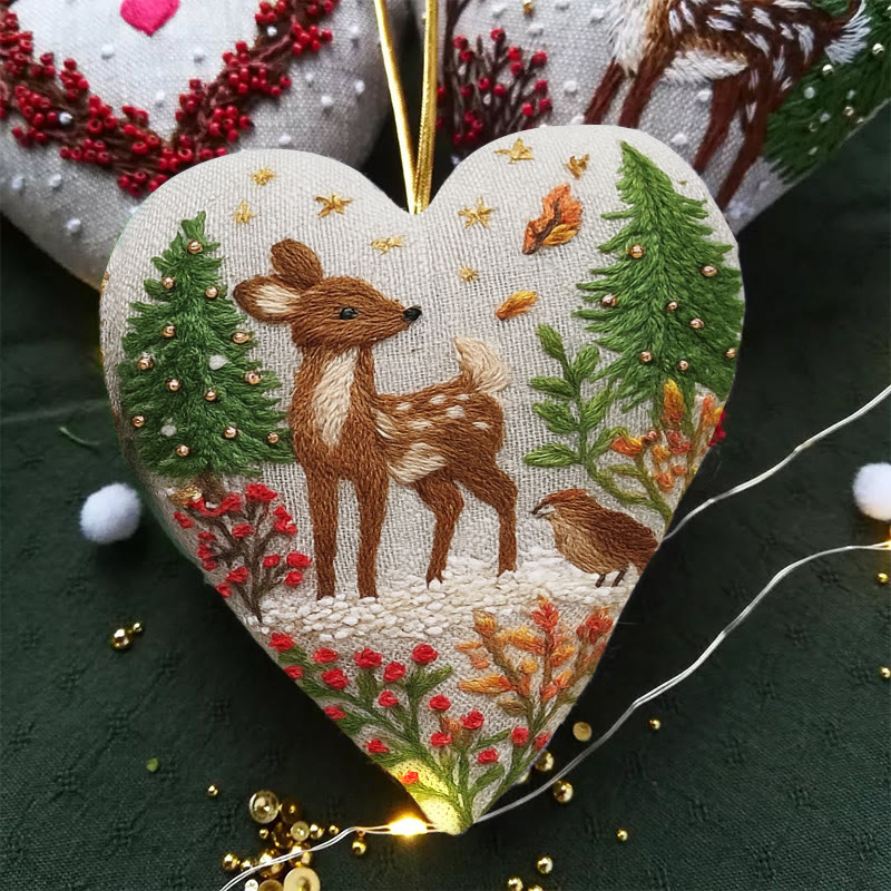 Rubbyoo Heart Embroidery Kit - Winter Elk | Diy Christmas Tree Decor | Unique Handmade Gift - image 4