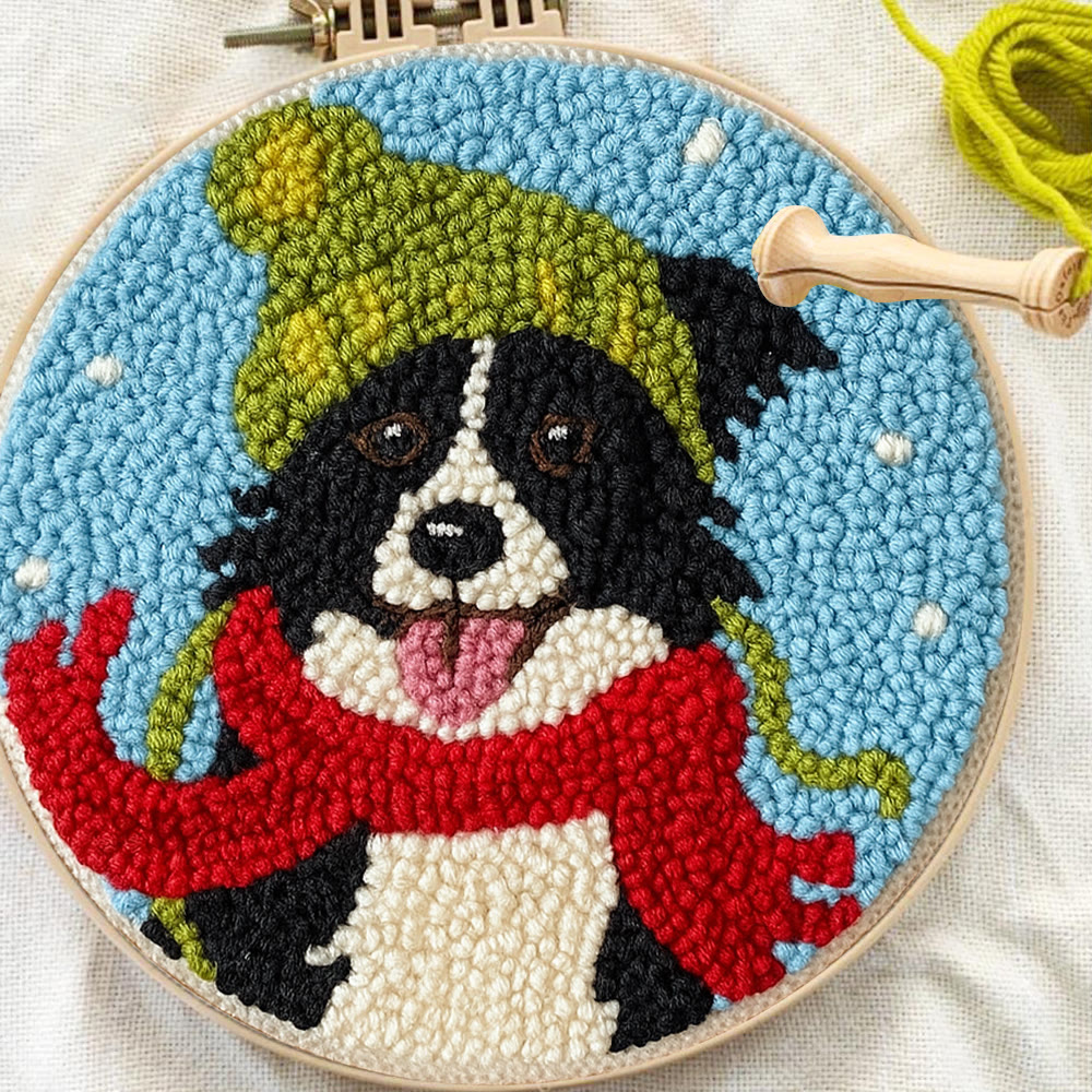 Winter Adorned Puppy Punch Needle Kit – Easy Beginner Handcraft | Cute Decor Hanging - image 9