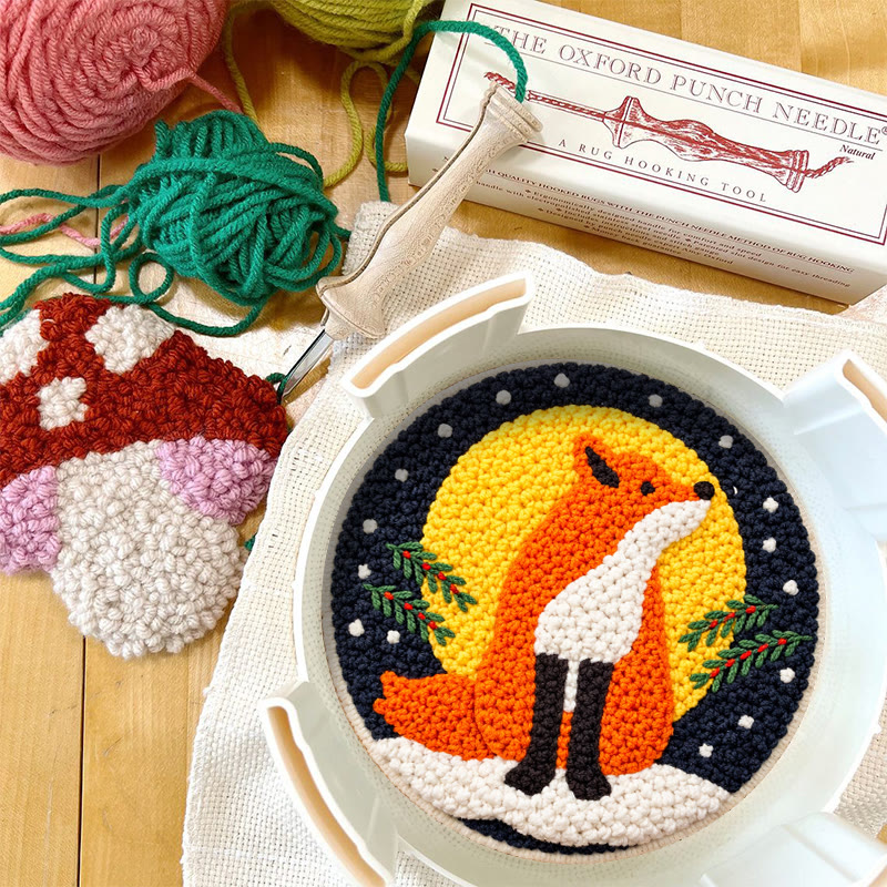 Wintry Moonlit Fox Punch Needle Kit – Top Gifting Choice | Cozy Warm Decor Pendant - image 11