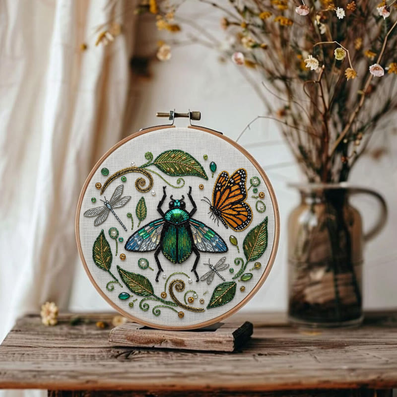 Rubbyoo Bead Embroidery Kit - Flying Bug | Unique Insect Hoop Art | Diy Handmade Needlepoint  - image 11