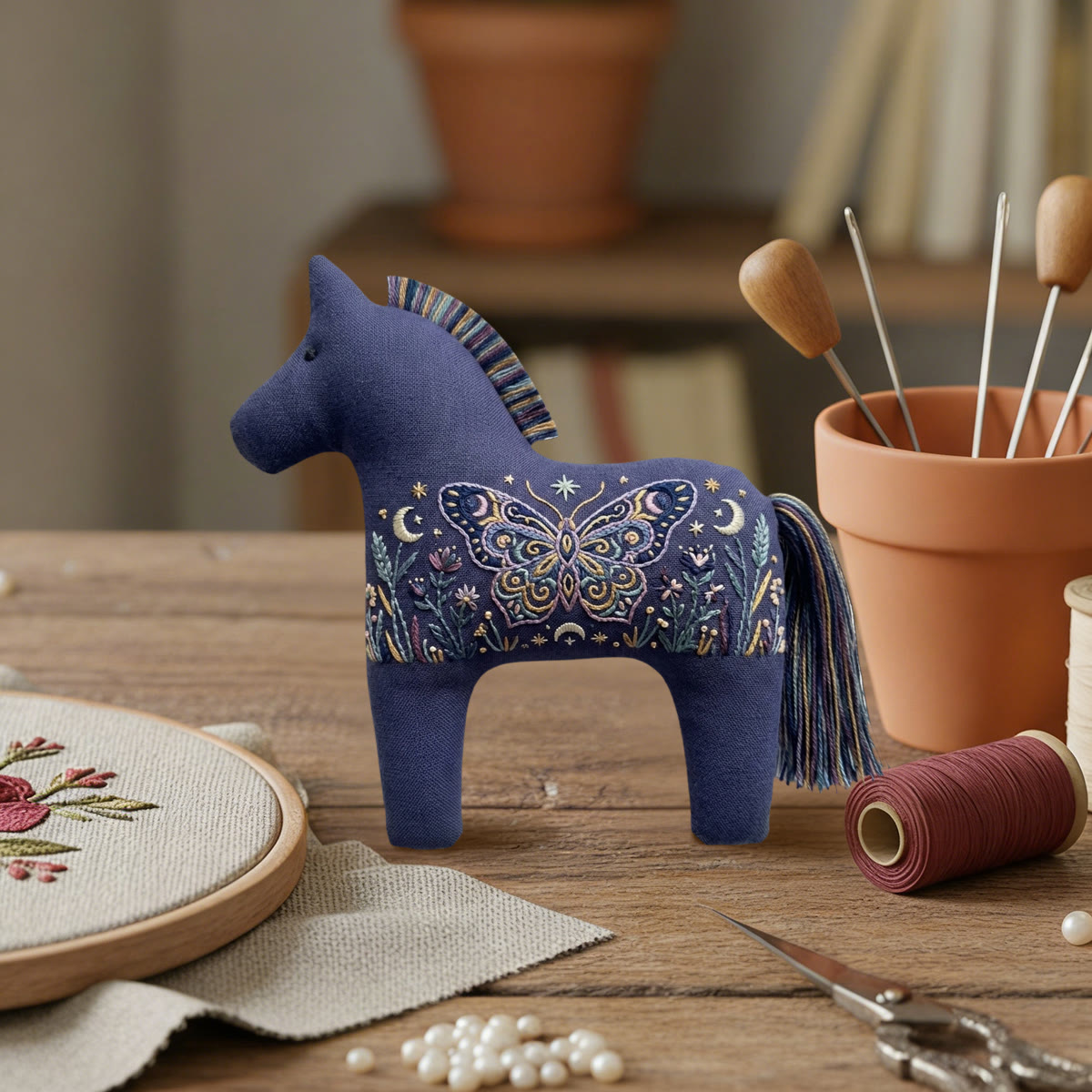Rubbyoo Dala Horse Embroidery Kit - Butterfly And Flowers | Cozy Home Decor | Housewarming Party Gift For Friends - image 8