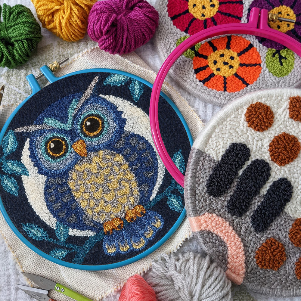 Blue Owl Punch Needle Kit - Handmade Craft | Detailed Outlines  - image 7